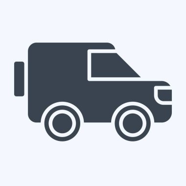 Icon Millitary Otobüs. Askeri sembolle ilgili. Kabartma tarzı. dizayn edilebilir