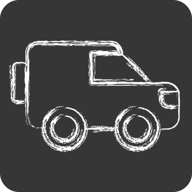 Icon Millitary Otobüs. Askeri sembolle ilgili. Tebeşir stili. dizayn edilebilir