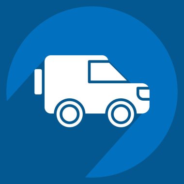 Icon Millitary Otobüs. Askeri sembolle ilgili. Uzun gölge tarzı. dizayn edilebilir