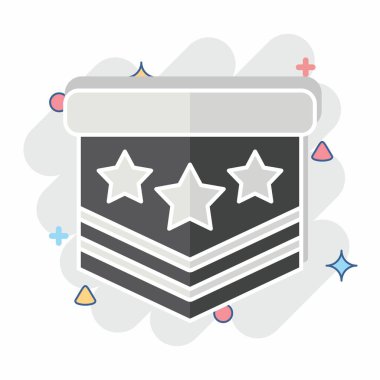 Simgesel Askeri Amblem. Askeri sembolle ilgili. Çizgi roman. dizayn edilebilir