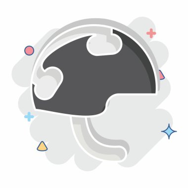 Simgesel Miğfer. Askeri sembolle ilgili. Çizgi roman. dizayn edilebilir