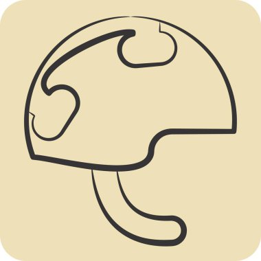 Simgesel Miğfer. Askeri sembolle ilgili. El çizimi tarzı. dizayn edilebilir