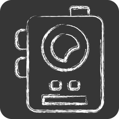 Icon Askeri Radyosu. Askeri sembolle ilgili. Tebeşir stili. dizayn edilebilir