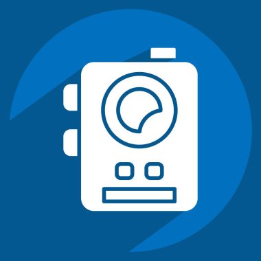 Icon Askeri Radyosu. Askeri sembolle ilgili. Uzun gölge tarzı. dizayn edilebilir