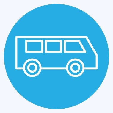 Icon Mini Otobüs. Ulaşım sembolüyle ilgili. Mavi gözlü. dizayn edilebilir