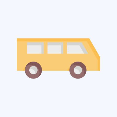 Icon Mini Otobüs. Ulaşım sembolüyle ilgili. Düz stil. dizayn edilebilir