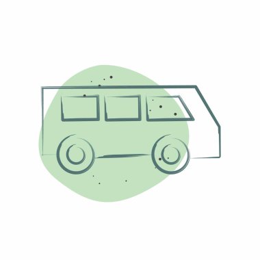 Icon Mini Otobüs. Ulaşım sembolüyle ilgili. Renkli Leke Biçimi. dizayn edilebilir