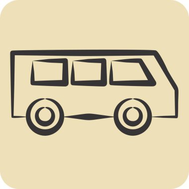 Icon Mini Otobüs. Ulaşım sembolüyle ilgili. El çizimi tarzı. dizayn edilebilir