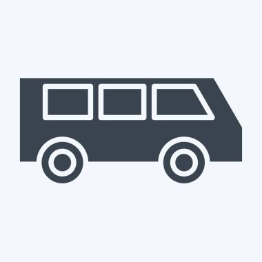 Icon Mini Otobüs. Ulaşım sembolüyle ilgili. Kabartma tarzı. dizayn edilebilir