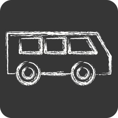 Icon Mini Otobüs. Ulaşım sembolüyle ilgili. Tebeşir stili. dizayn edilebilir
