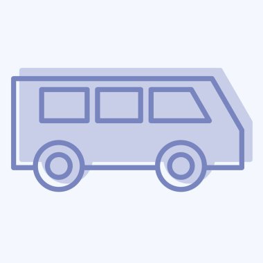 Icon Mini Otobüs. Ulaşım sembolüyle ilgili. İki ton stili. dizayn edilebilir