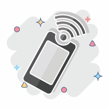Simge Mobil. Wifi sembolüyle ilgili. Çizgi roman. dizayn edilebilir