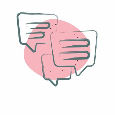 Simge Çoklu Sohbeti. Konuşma sembolüyle ilgili. Renkli Leke Biçimi. dizayn edilebilir