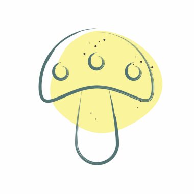 İkon mantarı. Meyve ve Sebze Sembolü ile ilgili. Renkli Leke Biçimi. düzenlenebilir