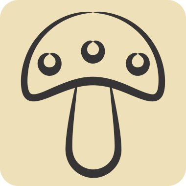 İkon mantarı. Meyve ve Sebze Sembolü ile ilgili. El çizimi tarzı. düzenlenebilir