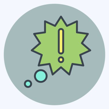 Yeni Fikir Simgesi. Konuşma sembolüyle ilgili. renk arkadaşı stili. dizayn edilebilir