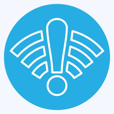 Simge çevrimdışı. Wifi sembolüyle ilgili. Mavi gözlü. dizayn edilebilir