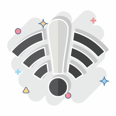 Simge çevrimdışı. Wifi sembolüyle ilgili. Çizgi roman. dizayn edilebilir