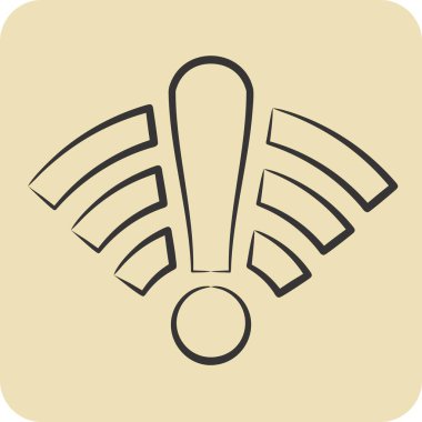 Simge çevrimdışı. Wifi sembolüyle ilgili. El çizimi tarzı. dizayn edilebilir