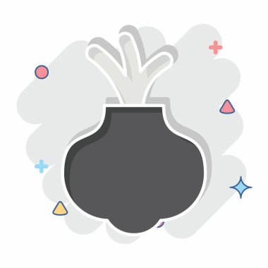 Simge Soğanı. Meyve ve Sebze Sembolü ile ilgili. Çizgi roman. düzenlenebilir