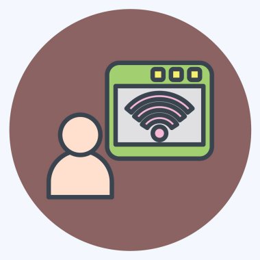 Simge çevrimiçi. Wifi sembolüyle ilgili. renk arkadaşı stili. dizayn edilebilir