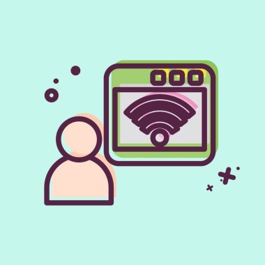 Simge çevrimiçi. Wifi sembolüyle ilgili. MBE tarzı. dizayn edilebilir