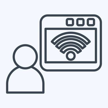 Simge çevrimiçi. Wifi sembolüyle ilgili. Sıra tarzı. dizayn edilebilir