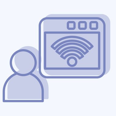 Simge çevrimiçi. Wifi sembolüyle ilgili. İki ton stili. dizayn edilebilir