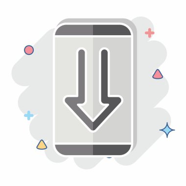 Simge Telefon. İndirme sembolüyle ilgili. Çizgi roman. dizayn edilebilir