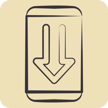 Simge Telefon. İndirme sembolüyle ilgili. El çizimi tarzı. dizayn edilebilir