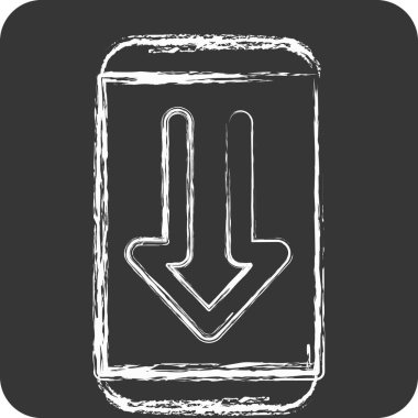 Simge Telefon. İndirme sembolüyle ilgili. Tebeşir stili. dizayn edilebilir