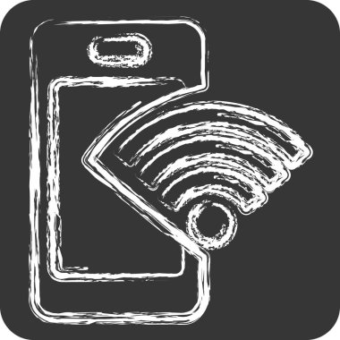 Simge Telefon. Wifi sembolüyle ilgili. Tebeşir stili. dizayn edilebilir