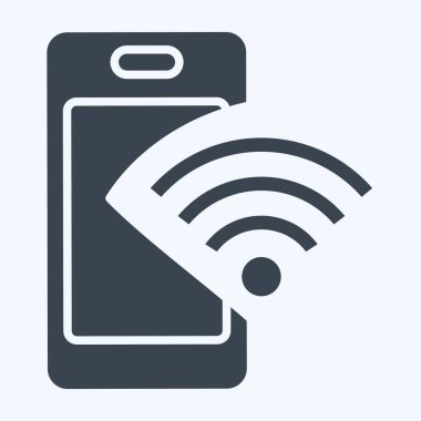 Simge Telefon. Wifi sembolüyle ilgili. Kabartma tarzı. dizayn edilebilir