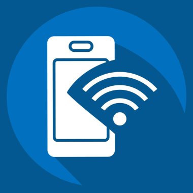 Simge Telefon. Wifi sembolüyle ilgili. Uzun gölge tarzı. dizayn edilebilir