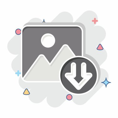 Simge fotoğrafı. İndirme sembolüyle ilgili. Çizgi roman. dizayn edilebilir