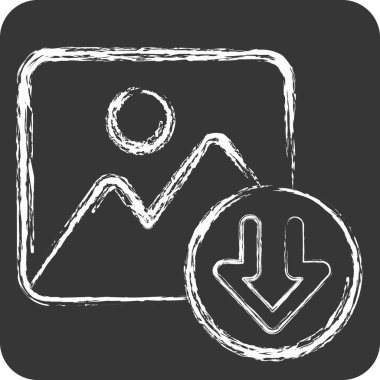 Simge fotoğrafı. İndirme sembolüyle ilgili. Tebeşir stili. dizayn edilebilir