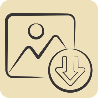 Simge fotoğrafı. İndirme sembolüyle ilgili. El çizimi tarzı. dizayn edilebilir