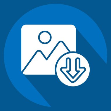 Simge fotoğrafı. İndirme sembolüyle ilgili. Uzun gölge tarzı. dizayn edilebilir