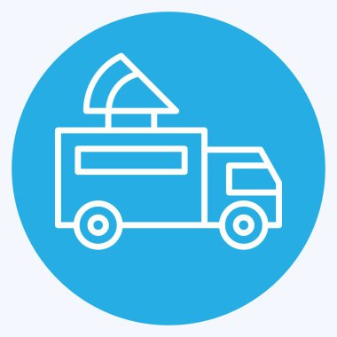 Icon Pizza Truck. Ulaşım sembolüyle ilgili. Mavi gözlü. dizayn edilebilir
