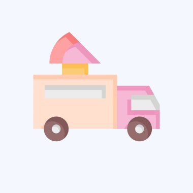 Icon Pizza Truck. Ulaşım sembolüyle ilgili. Düz stil. dizayn edilebilir
