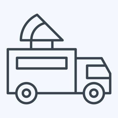 Icon Pizza Truck. Ulaşım sembolüyle ilgili. Sıra tarzı. dizayn edilebilir