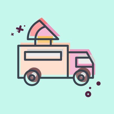 Icon Pizza Truck. Ulaşım sembolüyle ilgili. MBE tarzı. dizayn edilebilir