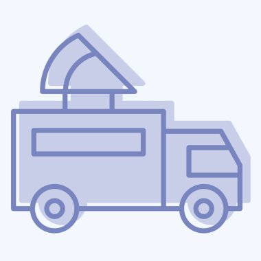 Icon Pizza Truck. Ulaşım sembolüyle ilgili. İki ton stili. dizayn edilebilir
