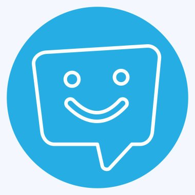 Simge Pozitif Masaj. Konuşma sembolüyle ilgili. Mavi gözlü. dizayn edilebilir