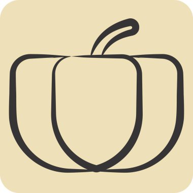 İkon Balkabağı. Meyve ve Sebze Sembolü ile ilgili. El çizimi tarzı. düzenlenebilir