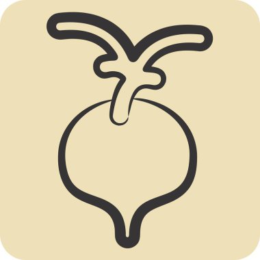 Simge turpu. Meyve ve Sebze Sembolü ile ilgili. El çizimi tarzı. düzenlenebilir