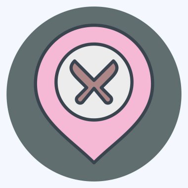 Simge Restoranı. Konum sembolüyle ilgili. renk arkadaşı stili. dizayn edilebilir