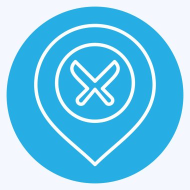 Simge Restoranı. Konum sembolüyle ilgili. Mavi gözlü. dizayn edilebilir