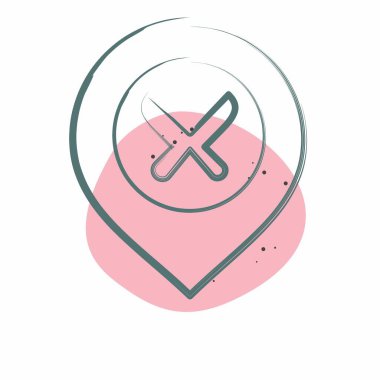 Simge Restoranı. Konum sembolüyle ilgili. Renkli Leke Biçimi. dizayn edilebilir