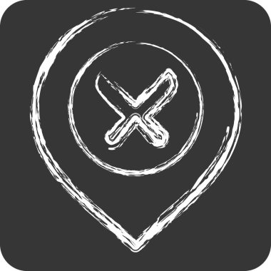 Simge Restoranı. Konum sembolüyle ilgili. Tebeşir stili. dizayn edilebilir